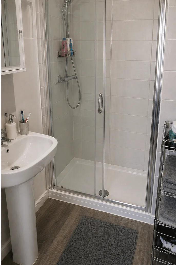 Shower screen after cleaning, Aberdeen